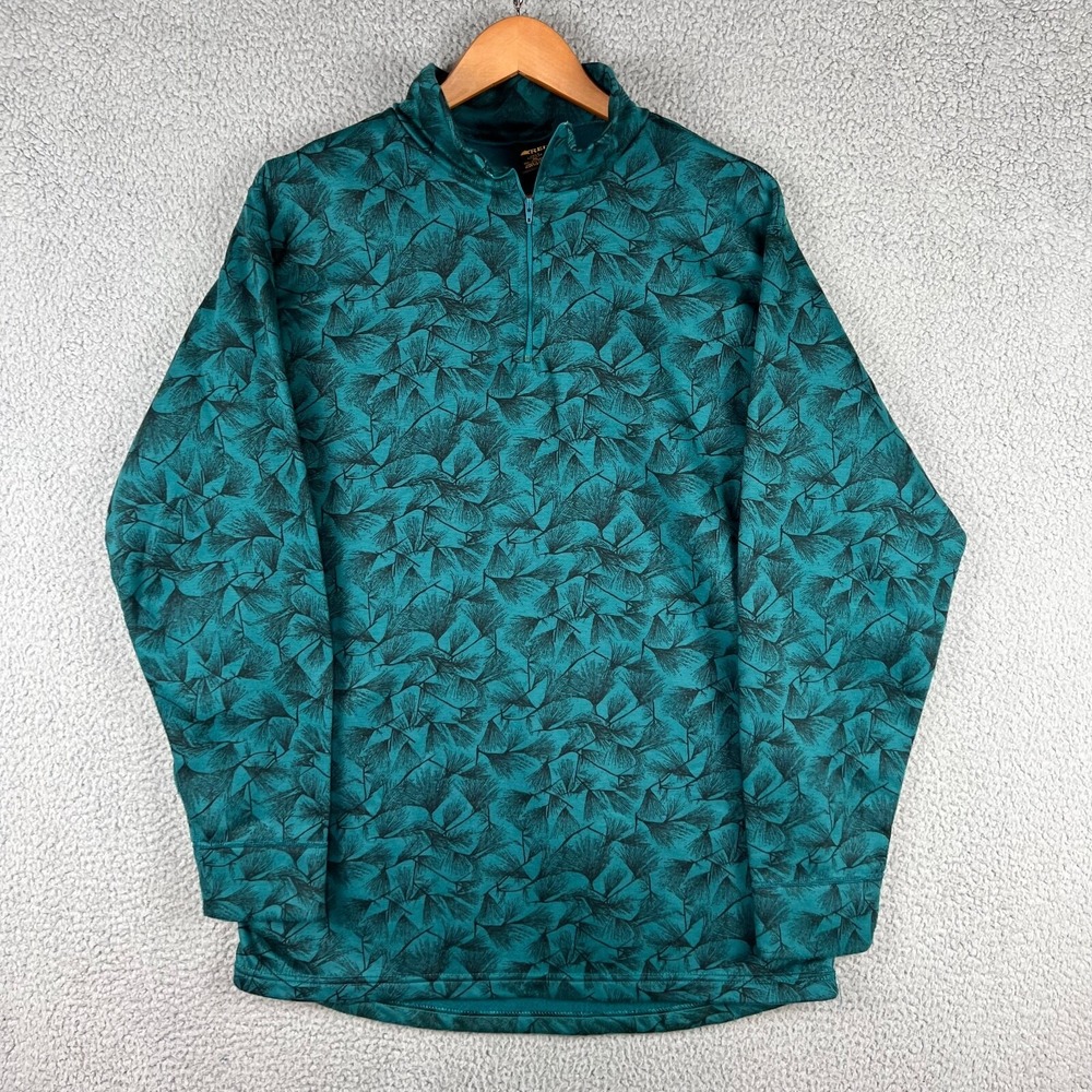 Vintage REI Fleece Pullover Sweater Mens XL Green Floral Tree Allover Print USA